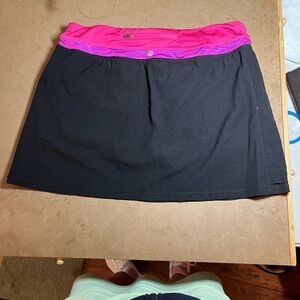 Tangerine Black Mini Skort with Hot Pink Waistband